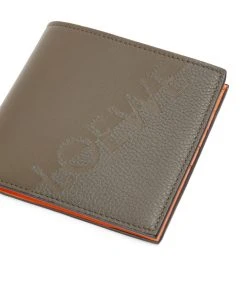 LOEWE Leather Signature Bifold Wallet KHAKI GREEN/ORANGE Wallets -LOEWE Sales loewe leather signature bifold wallet 17581379 37439530 1000