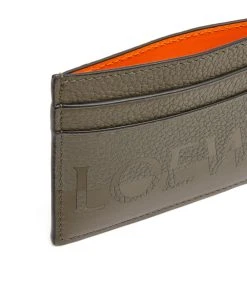LOEWE Leather Signature Card Holder KHAKI GREEN/ORANGE Cardholders -LOEWE Sales loewe leather signature card holder 17581390 37441409 1000