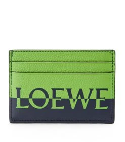 LOEWE Leather Signature Card Holder APPLE GREEN/DEEPNAVY Cardholders
