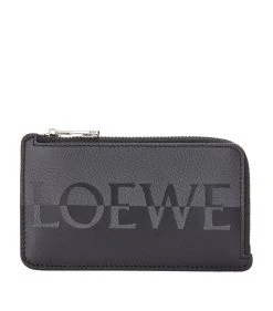 LOEWE Leather Signature Coin Card Holder ANTHRACITE/BLACK Cardholders