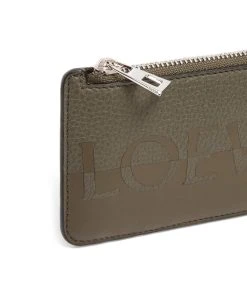 LOEWE Leather Signature Coin Card Holder KHAKI GREEN/ORANGE Cardholders -LOEWE Sales loewe leather signature coin card holder 17581383 37440587 1000