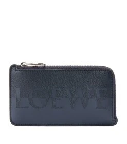 LOEWE Leather Signature Coin Card Holder OCEAN/APPLE GREEN Cardholders