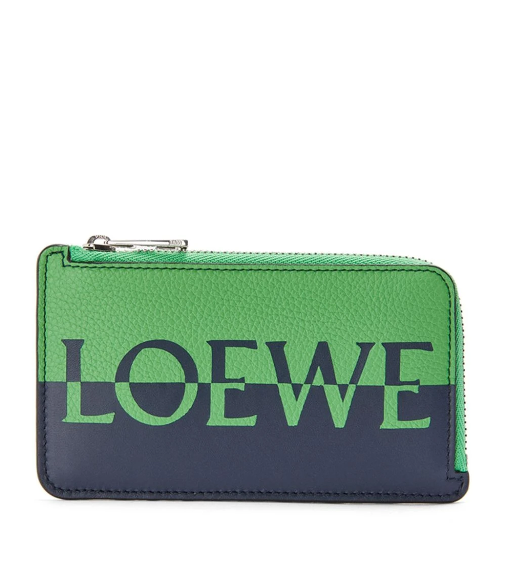 LOEWE Leather Signature Coin Card Holder APPLE GREEN/DEEPNAVY Cardholders 3 LOEWE Leather Signature Coin Card Holder APPLE GREEN/DEEPNAVY Cardholders