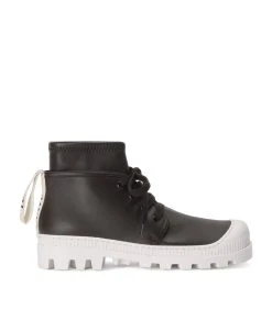 LOEWE Leather Stretch Combat Boots BLACK/BLACK Ankle Boots