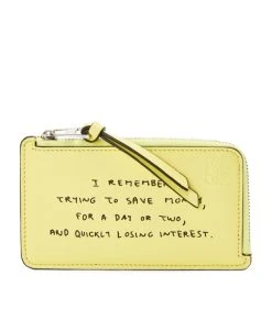 LOEWE Leather Words Coin Card Holder LIGHT YELLOW Cardholders