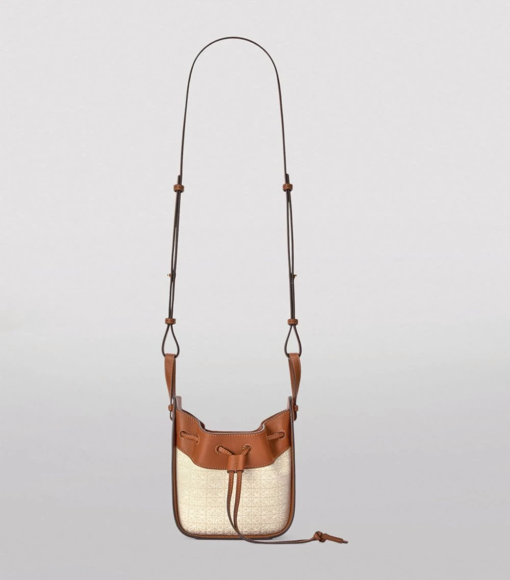 LOEWE Mini Leather and Canvas Hammock DrawstringBag ECRU/TAN Shoulder Bags 4 LOEWE Mini Leather and Canvas Hammock DrawstringBag ECRU/TAN Shoulder Bags - Image 2