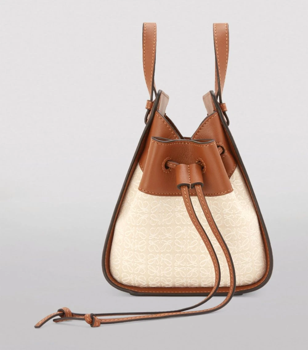 LOEWE Mini Leather and Canvas Hammock DrawstringBag ECRU/TAN Shoulder Bags 5 LOEWE Mini Leather and Canvas Hammock DrawstringBag ECRU/TAN Shoulder Bags - Image 3