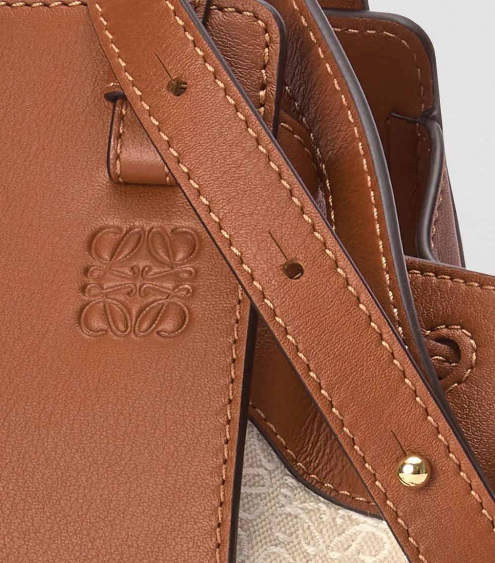 LOEWE Mini Leather and Canvas Hammock DrawstringBag ECRU/TAN Shoulder Bags 6 LOEWE Mini Leather and Canvas Hammock DrawstringBag ECRU/TAN Shoulder Bags - Image 4