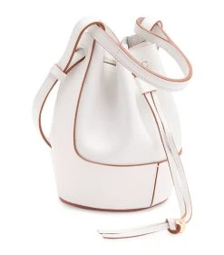 LOEWE Mini Leather Balloon Bag SOFT WHITE Bucket Bags