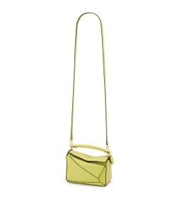 LOEWE Mini Leather Puzzle Bag LIME YELLOW Crossbody Bags