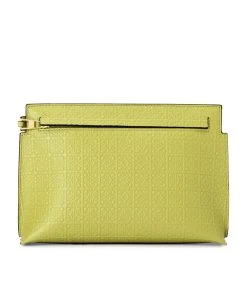 LOEWE Mini Leather Repeat T Pouch LIME YELLOW Pouches