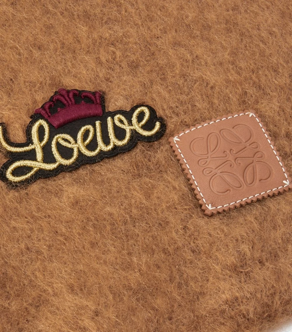LOEWE Mohair Crown Appliqué Scarf BROWN Scarves 5 LOEWE Mohair Crown Appliqué Scarf BROWN Scarves - Image 3