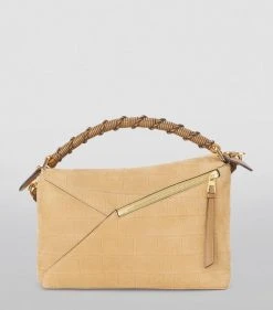 LOEWE Nubuck Puzzle Shoulder Bag DARK GOLD Top Handle Bags -LOEWE Sales loewe nubuck puzzle shoulder bag 17583092 37439551 1000