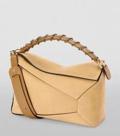 LOEWE Nubuck Puzzle Shoulder Bag DARK GOLD Top Handle Bags -LOEWE Sales loewe nubuck puzzle shoulder bag 17583092 37439559 1000