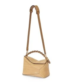 LOEWE Nubuck Puzzle Shoulder Bag DARK GOLD Top Handle Bags