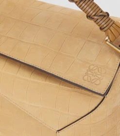 LOEWE Nubuck Puzzle Shoulder Bag DARK GOLD Top Handle Bags -LOEWE Sales loewe nubuck puzzle shoulder bag 17583092 37440638 1000