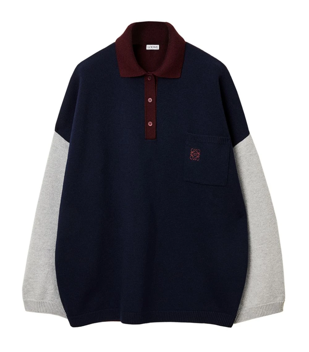 LOEWE Oversized Polo Sweater NAVY BLUE/GREY Sweaters 3 LOEWE Oversized Polo Sweater NAVY BLUE/GREY Sweaters