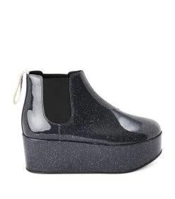 LOEWE Patent Leather Platform Boots 60 BLACK Ankle Boots