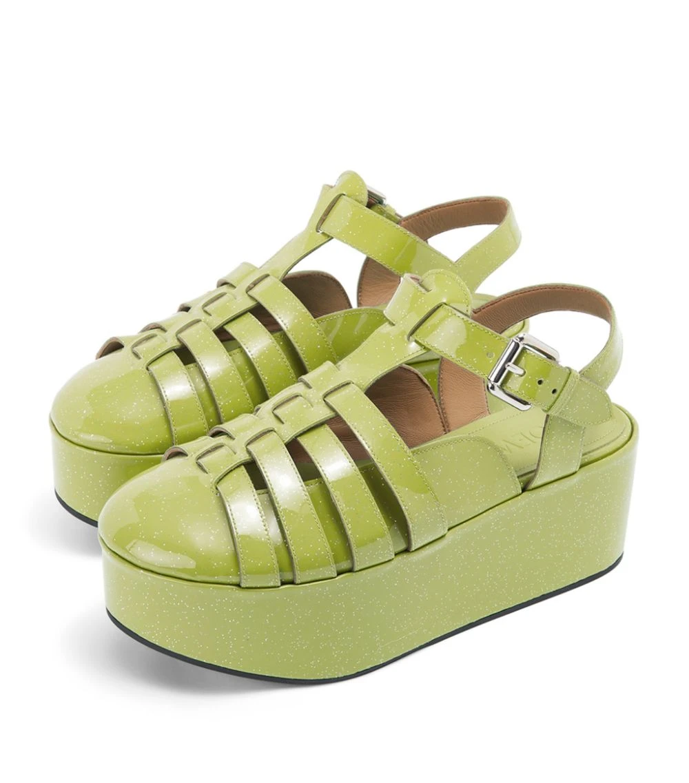 LOEWE Patent Leather Wedge Sandals 60 ANISEED GREEN Wedges 4 LOEWE Patent Leather Wedge Sandals 60 ANISEED GREEN Wedges - Image 2
