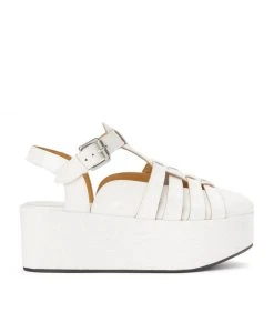 LOEWE Patent Leather Wedge Sandals 60 SOFT WHITE Wedges