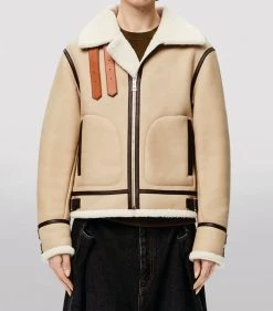 LOEWE Shearling Aviator Jacket SOFT WHITE/BROWN/TAN Leather Jackets 9 LOEWE Shearling Aviator Jacket SOFT WHITE/BROWN/TAN Leather Jackets -LOEWE Sales loewe shearling aviator jacket 17089287 34218323 1000