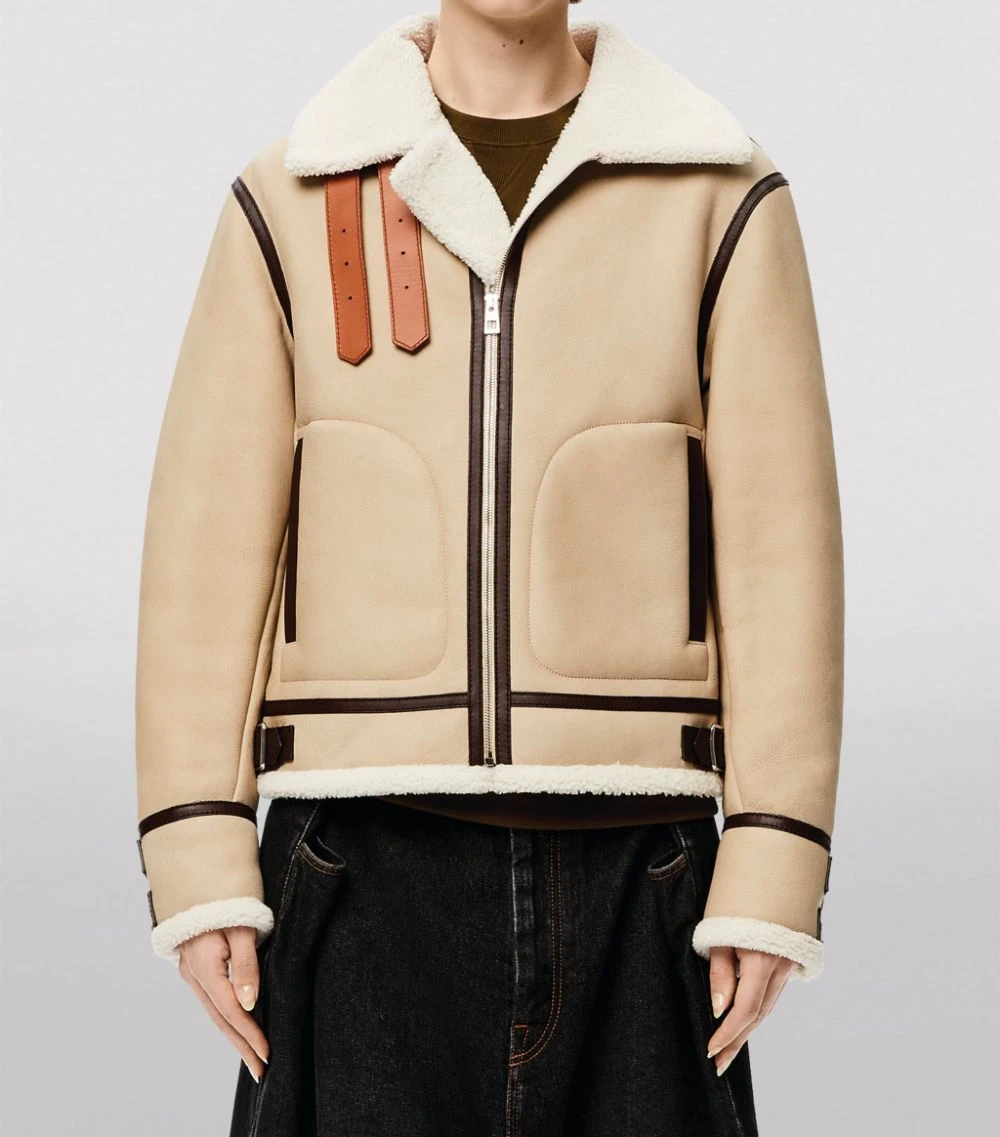 LOEWE Shearling Aviator Jacket SOFT WHITE/BROWN/TAN Leather Jackets 5 LOEWE Shearling Aviator Jacket SOFT WHITE/BROWN/TAN Leather Jackets - Image 3