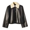 LOEWE Shearling-Collar Leather Jacket BLACK/IVORY Leather Jackets -LOEWE Sales loewe shearling collar leather jacket 17066995 34136547 1000