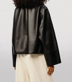 LOEWE Shearling-Collar Leather Jacket BLACK/IVORY Leather Jackets 10 LOEWE Shearling-Collar Leather Jacket BLACK/IVORY Leather Jackets -LOEWE Sales loewe shearling collar leather jacket 17066995 34137232 1000