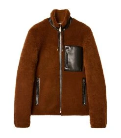 LOEWE Sales 52 LOEWE Shearling Jacket CAMEL/BLACK Bomber Jackets