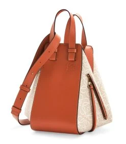 LOEWE Small Canvas Anagram Hammock Bag ECRU/TAN Shoulder Bags