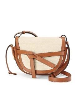 LOEWE Small Canvas-Leather Gate Dual Bag ECRU/TAN Crossbody Bags