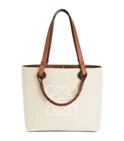 LOEWE Small Leather Anagram Tote Bag ECRU/TAN Tote Bags