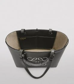 LOEWE Small Leather Anagram Tote Bag BLACK/SOFT WHITE Tote Bags -LOEWE Sales loewe small leather anagram tote bag 17053741 34064809 1000