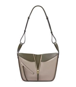 LOEWE Small Leather Hammock Bag AUTUMN GREEN/LIGHT O Bucket Bags