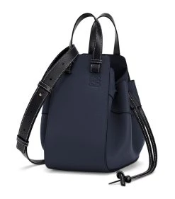 LOEWE Small Leather Hammock Drawstring Bag MIDNIGHT BLUE/BLACK Crossbody Bags