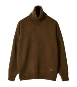 LOEWE TURTLENECK CASHMERE SWEATER KHAKI GREEN Sweaters
