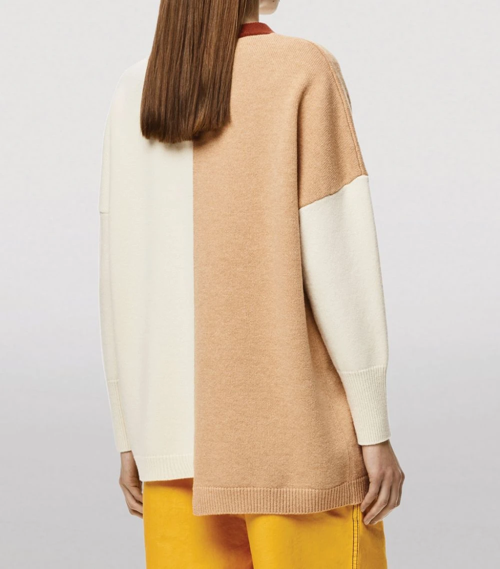 LOEWE Wool Anagram Asymmetric Cardigan ecru/camel Cardigans 6 LOEWE Wool Anagram Asymmetric Cardigan ecru/camel Cardigans - Image 4