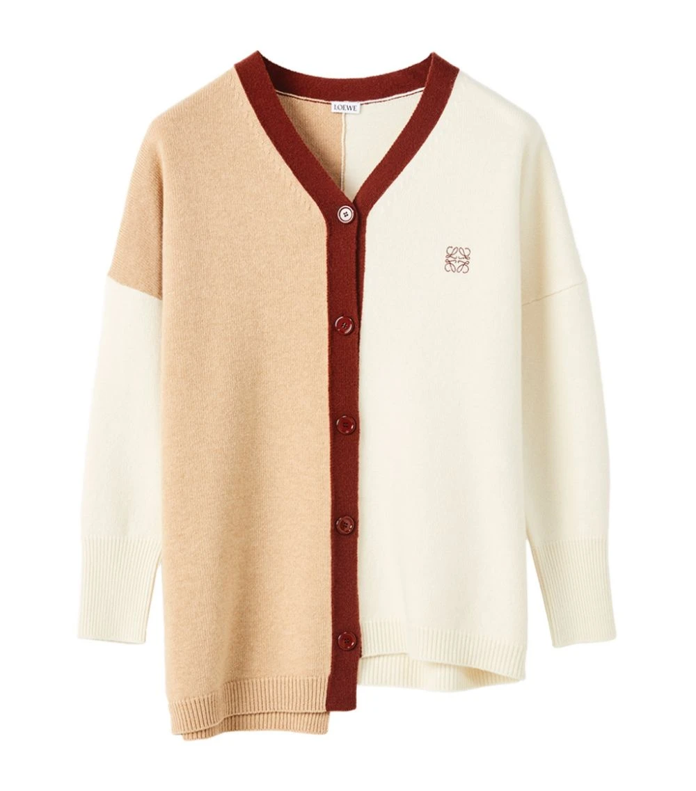 LOEWE Wool Anagram Asymmetric Cardigan ecru/camel Cardigans 3 LOEWE Wool Anagram Asymmetric Cardigan ecru/camel Cardigans
