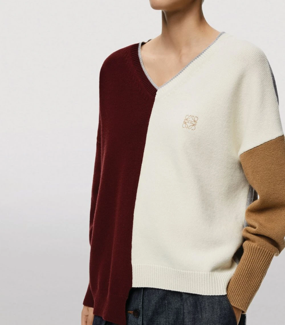 LOEWE Wool Anagram Asymmetric Sweater BRANDY/BURGUNDY/CREA Sweaters 7 LOEWE Wool Anagram Asymmetric Sweater BRANDY/BURGUNDY/CREA Sweaters - Image 5