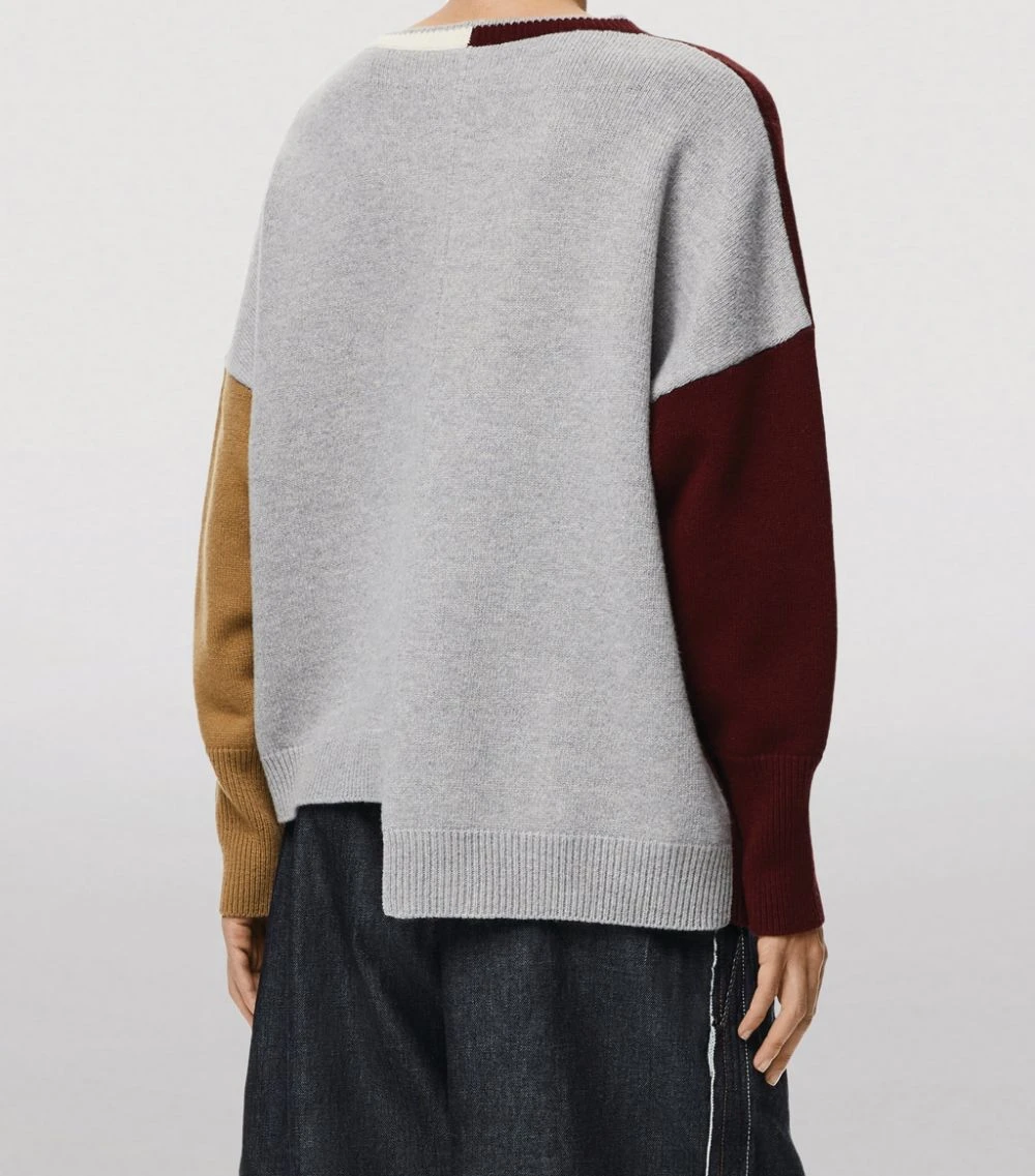 LOEWE Wool Anagram Asymmetric Sweater BRANDY/BURGUNDY/CREA Sweaters 6 LOEWE Wool Anagram Asymmetric Sweater BRANDY/BURGUNDY/CREA Sweaters - Image 4