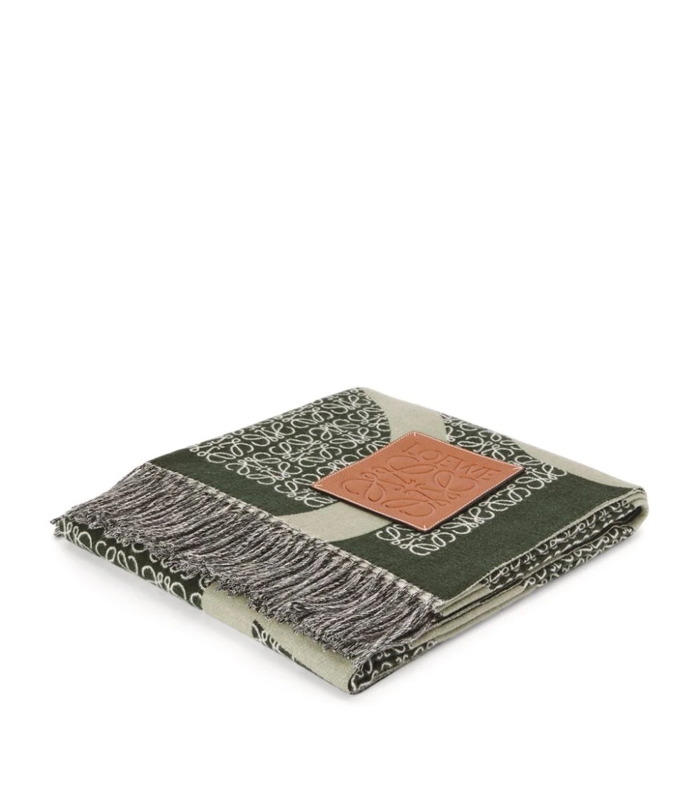 LOEWE Wool Anagram Blanket KHAKI GREEN Throws 3 LOEWE Wool Anagram Blanket KHAKI GREEN Throws - Image 2