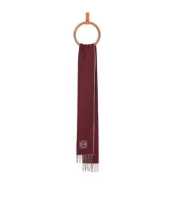 LOEWE Wool-Cashmere Bicolour Scarf PINK/BURGUNDY Scarves