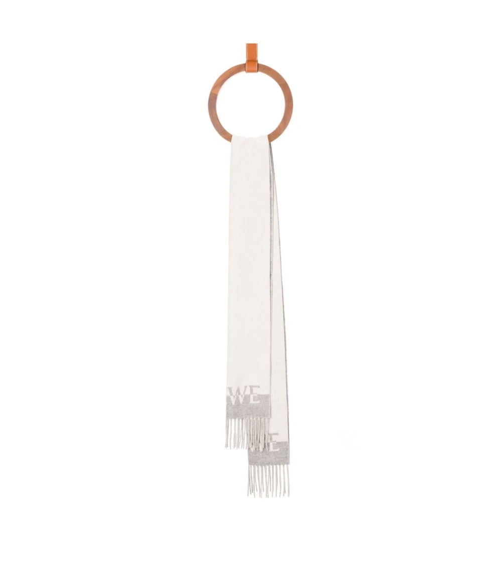 LOEWE Wool-Cashmere Bicolour Scarf WHITE/LIGHT GREY Scarves 3 LOEWE Wool-Cashmere Bicolour Scarf WHITE/LIGHT GREY Scarves