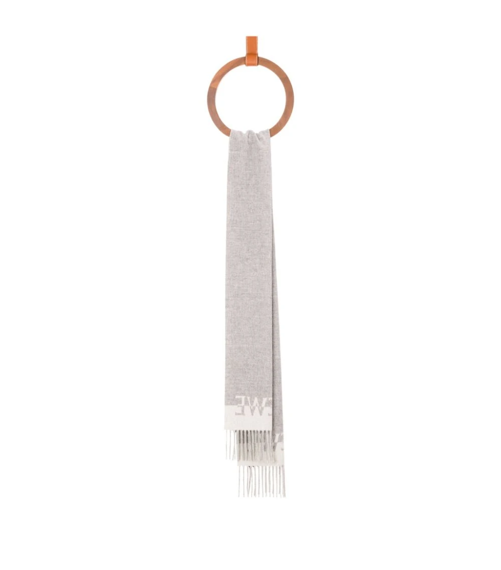 LOEWE Wool-Cashmere Bicolour Scarf WHITE/LIGHT GREY Scarves 4 LOEWE Wool-Cashmere Bicolour Scarf WHITE/LIGHT GREY Scarves - Image 2