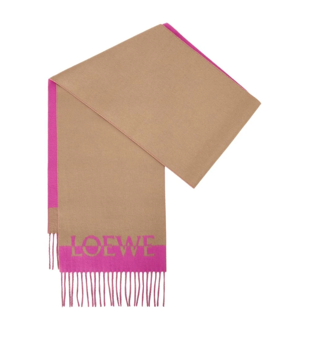 LOEWE Wool-Cashmere Bicolour Scarf LIGHT CARAMEL/PINK Scarves 5 LOEWE Wool-Cashmere Bicolour Scarf LIGHT CARAMEL/PINK Scarves - Image 3