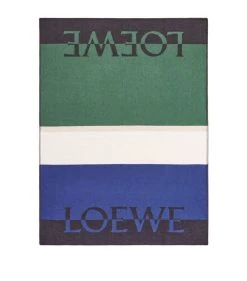 LOEWE Wool-Cashmere Blanket BLUE/MULTICOLOR Throws
