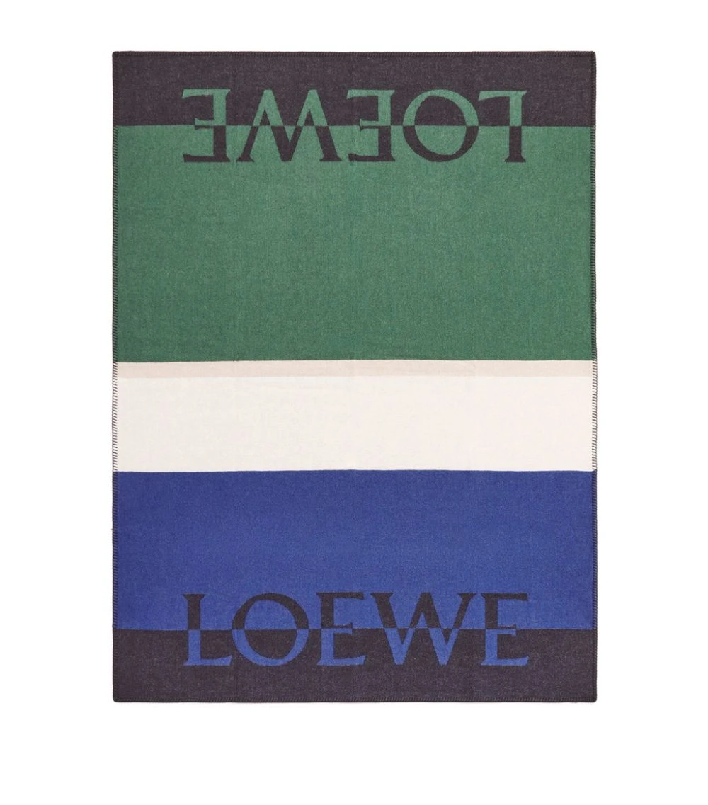 LOEWE Wool-Cashmere Blanket BLUE/MULTICOLOR Throws 2 LOEWE Wool-Cashmere Blanket BLUE/MULTICOLOR Throws