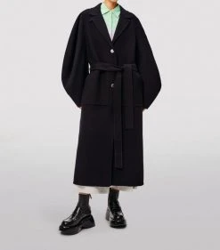 LOEWE Wool-Cashmere Circular-Sleeve Belted Coat BLACK Wrap Coats 8 LOEWE Wool-Cashmere Circular-Sleeve Belted Coat BLACK Wrap Coats -LOEWE Sales loewe wool cashmere circular sleeve belted coat 17279048 35266972 1000