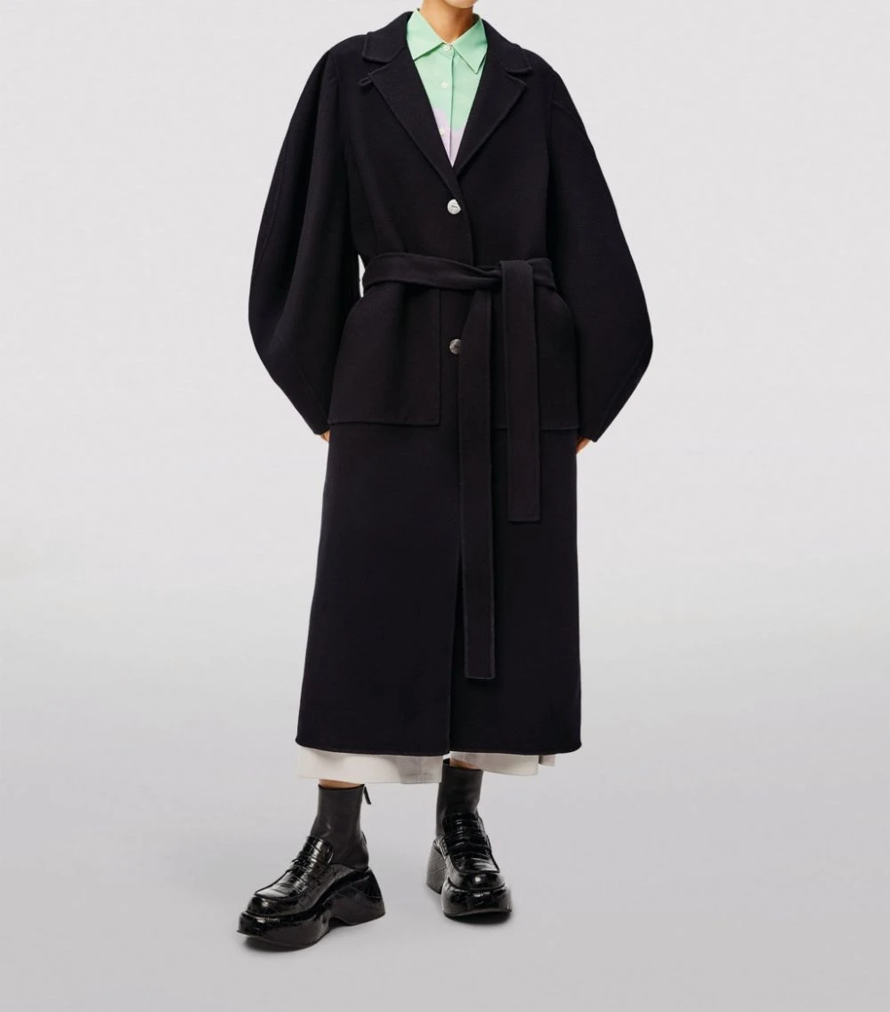 LOEWE Wool-Cashmere Circular-Sleeve Belted Coat BLACK Wrap Coats 5 LOEWE Wool-Cashmere Circular-Sleeve Belted Coat BLACK Wrap Coats - Image 3