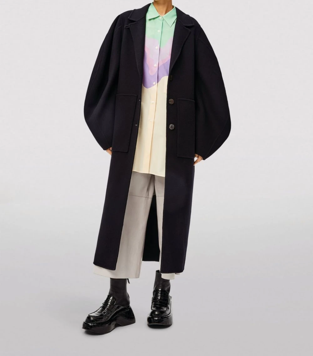 LOEWE Wool-Cashmere Circular-Sleeve Belted Coat BLACK Wrap Coats 4 LOEWE Wool-Cashmere Circular-Sleeve Belted Coat BLACK Wrap Coats - Image 2
